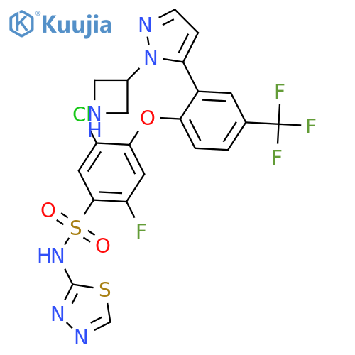 4-[2-[2-(azetidin-3-yl)pyrazol-3-yl]-4-(trifluoromethyl)phenoxy]-5-chloro-2-fluoro-N-(1,3,4-thiadiazol-2-yl)benzenesulfonamide structure