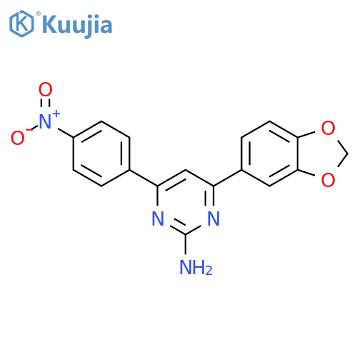 4-(2H-1,3-benzodioxol-5-yl)-6-(4-nitrophenyl)pyrimidin-2-amine structure