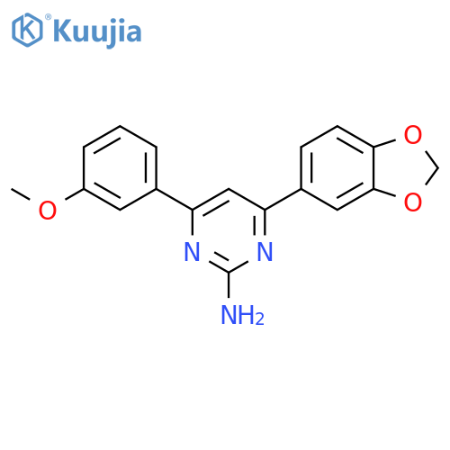 4-(2H-1,3-benzodioxol-5-yl)-6-(3-methoxyphenyl)pyrimidin-2-amine structure