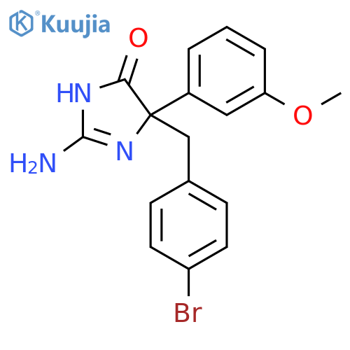 2-amino-5-[(4-bromophenyl)methyl]-5-(3-methoxyphenyl)-4,5-dihydro-1H-imidazol-4-one structure