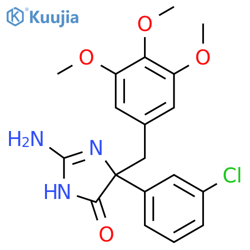 2-amino-5-(3-chlorophenyl)-5-[(3,4,5-trimethoxyphenyl)methyl]-4,5-dihydro-1H-imidazol-4-one structure