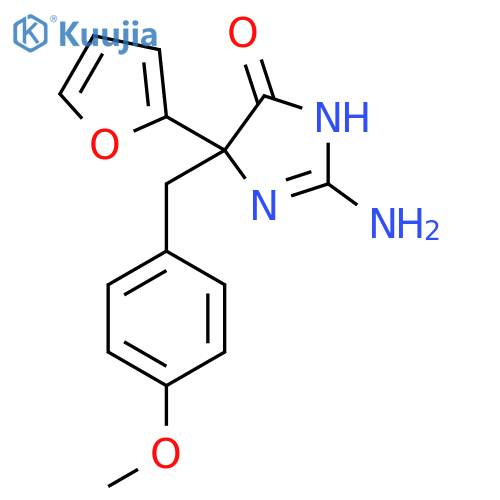 2-amino-5-(furan-2-yl)-5-[(4-methoxyphenyl)methyl]-4,5-dihydro-1H-imidazol-4-one structure