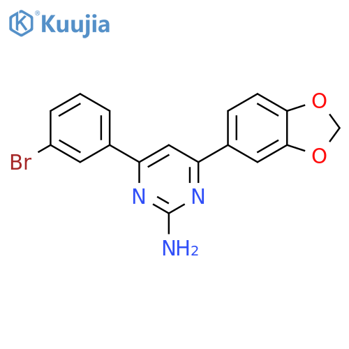 4-(2H-1,3-benzodioxol-5-yl)-6-(3-bromophenyl)pyrimidin-2-amine structure