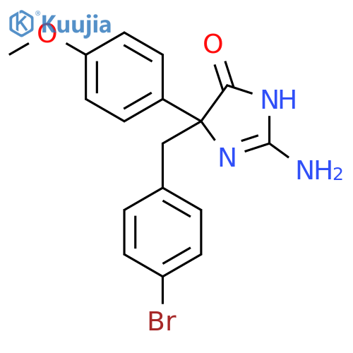 2-amino-5-[(4-bromophenyl)methyl]-5-(4-methoxyphenyl)-4,5-dihydro-1H-imidazol-4-one structure