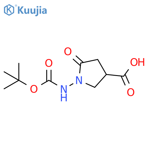 1-{(tert-butoxy)carbonylamino}-5-oxopyrrolidine-3-carboxylic acid structure