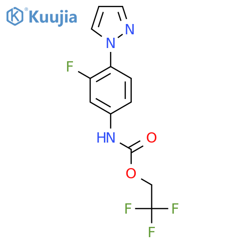 2,2,2-trifluoroethyl N-3-fluoro-4-(1H-pyrazol-1-yl)phenylcarbamate structure