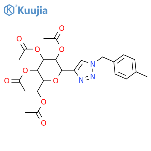 D-Glucitol, 1,5-anhydro-1-C-[1-[(4-methylphenyl)methyl]-1H-1,2,3-triazol-4-yl]-, 2,3,4,6-tetraacetate, (1S)- structure