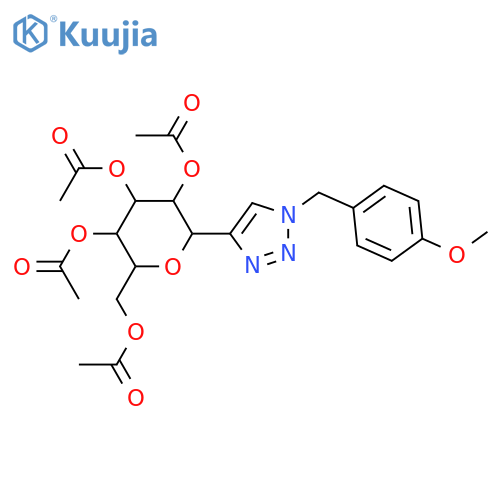 D-Glucitol, 1,5-anhydro-1-C-[1-[(4-methoxyphenyl)methyl]-1H-1,2,3-triazol-4-yl]-, 2,3,4,6-tetraacetate, (1S)- structure