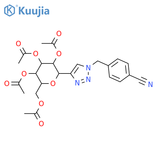 Benzonitrile, 4-[[4-(2,3,4,6-tetra-O-acetyl-β-D-glucopyranosyl)-1H-1,2,3-triazol-1-yl]methyl]- structure