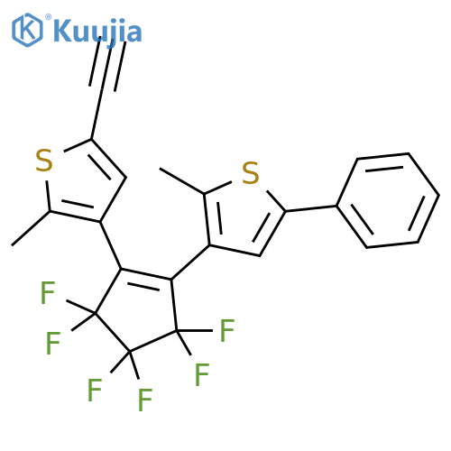 Thiophene, 5-ethynyl-3-[3,3,4,4,5,5-hexafluoro-2-(2-methyl-5-phenyl-3-thienyl)-1-cyclopenten-1-yl]-2-methyl- structure