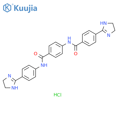4-(4,5-dihydro-1h-imidazol-2-yl)-n-[4-[[4-(4,5-dihydro-1h-imidazol-2-yl)phenyl]carbamoyl]phenyl]benzamide;hydrochloride structure