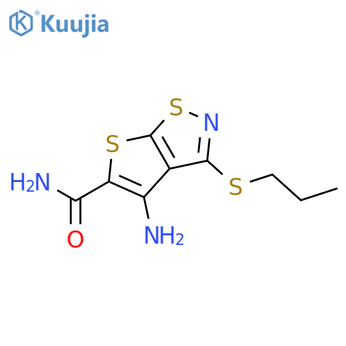 4-amino-3-(propylsulfanyl)thieno[3,2-d]isothiazole-5-carboxamide structure