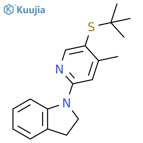 1-(5-tert-Butylsulfanyl-4-methyl-pyridin-2-yl)-2,3-dihydro-1H-indole structure