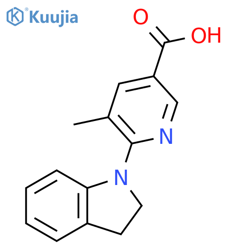 6-(2,3-Dihydro-indol-1-yl)-5-methyl-nicotinic acid structure