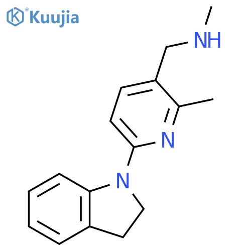 [6-(2,3-Dihydro-indol-1-yl)-2-methyl-pyridin-3-ylmethyl]-methyl-amine structure