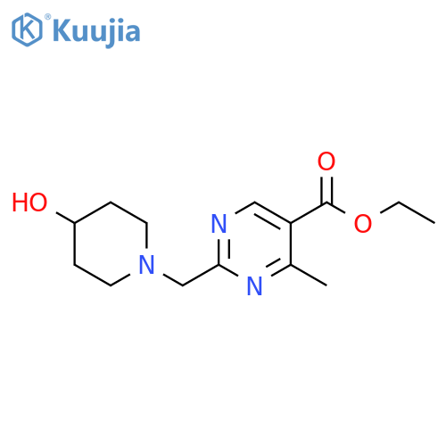 2-(4-Hydroxy-piperidin-1-ylmethyl)-4-methyl-pyrimidine-5-carboxylic acid ethyl ester structure