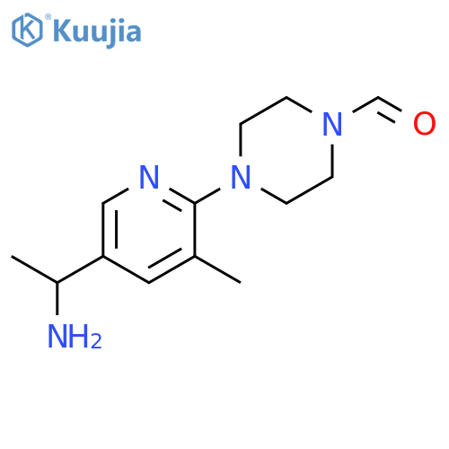 4-[5-(1-Amino-ethyl)-3-methyl-pyridin-2-yl]-piperazine-1-carbaldehyde structure
