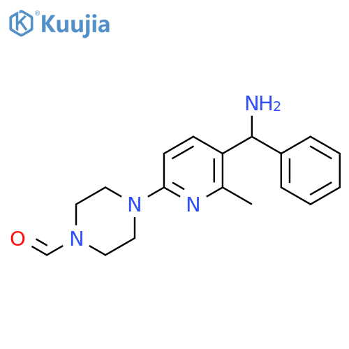 4-[5-(Amino-phenyl-methyl)-6-methyl-pyridin-2-yl]-piperazine-1-carbaldehyde structure