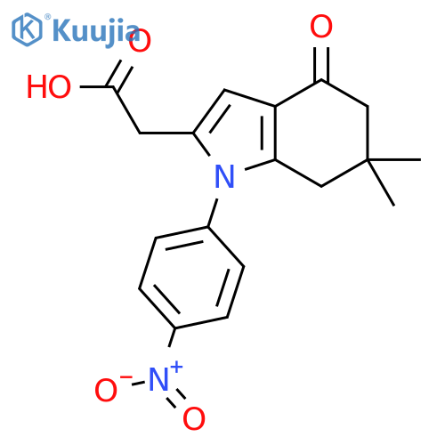 [6,6-Dimethyl-1-(4-nitro-phenyl)-4-oxo-4,5,6,7-tetrahydro-1H-indol-2-yl]-acetic acid structure