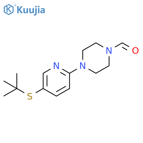 4-(5-tert-Butylsulfanyl-pyridin-2-yl)-piperazine-1-carbaldehyde structure