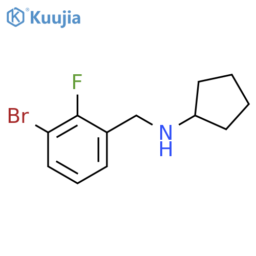 N-[(3-bromo-2-fluorophenyl)methyl]cyclopentanamine structure