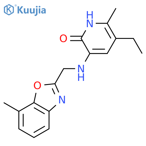 5-ethyl-6-methyl-3-{[(7-methyl-1,3-benzoxazol-2-yl)methyl]amino}pyridin-2(1H)-one structure