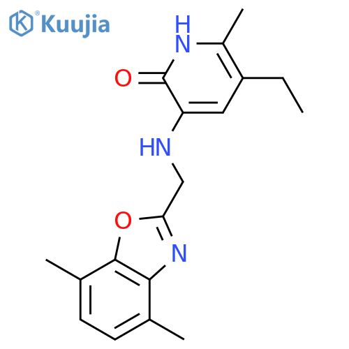 3-{[(4,7-dimethyl-1,3-benzoxazol-2-yl)methyl]amino}-5-ethyl-6-methylpyridin-2(1H)-one structure