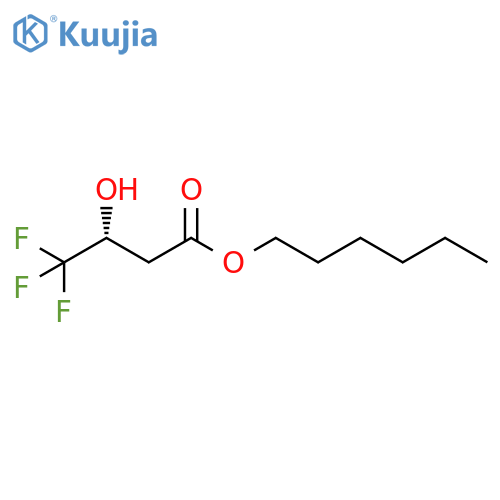 Butanoic acid, 4,4,4-trifluoro-3-hydroxy-, hexyl ester, (R)- structure