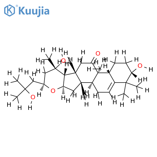 (3S,8S,9R,10R,13R,14S,16R,17R,21S,23S)-16,23-epoxy-3,20,25-trihydroxycucurbit-5-en-11-one structure