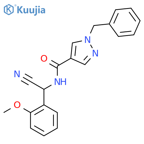 1-benzyl-N-cyano(2-methoxyphenyl)methyl-1H-pyrazole-4-carboxamide structure