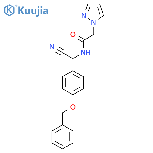 N-{4-(benzyloxy)phenyl(cyano)methyl}-2-(1H-pyrazol-1-yl)acetamide structure