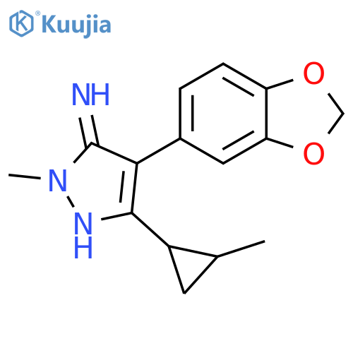 4-(1,3-dioxaindan-5-yl)-2-methyl-5-(2-methylcyclopropyl)-2,3-dihydro-1H-pyrazol-3-imine structure