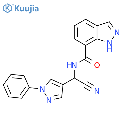 N-[cyano(1-phenyl-1H-pyrazol-4-yl)methyl]-1H-indazole-7-carboxamide structure