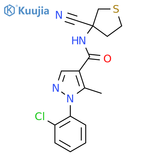 1-(2-chlorophenyl)-N-(3-cyanothiolan-3-yl)-5-methyl-1H-pyrazole-4-carboxamide structure