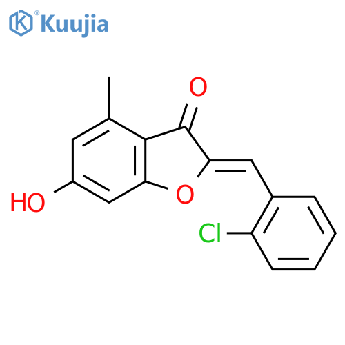 (2Z)-2-(2-chlorophenyl)methylidene-6-hydroxy-4-methyl-2,3-dihydro-1-benzofuran-3-one structure