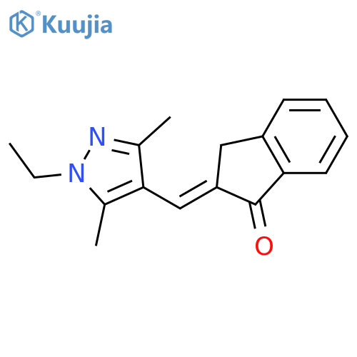 (2E)-2-[(1-ethyl-3,5-dimethyl-1H-pyrazol-4-yl)methylidene]-2,3-dihydro-1H-inden-1-one structure