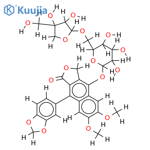 4-O-(D-apio-beta-D-furanosyl-(1->6)-beta-D-glucopyranosyl)diphyllin structure