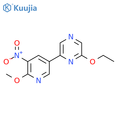 2-Ethoxy-6-(6-methoxy-5-nitropyridin-3-yl)pyrazine structure