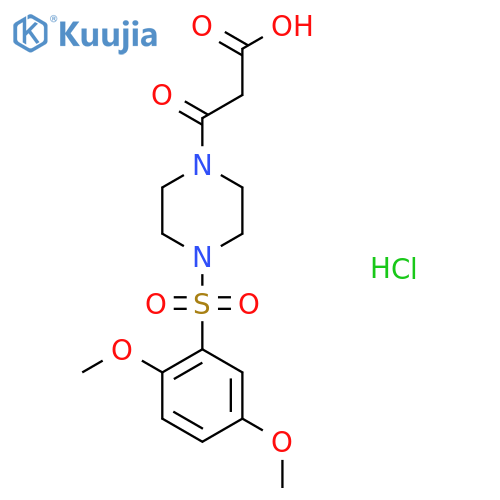 3-[4-(2,5-Dimethoxy-benzenesulfonyl)-piperazin-1-yl]-3-oxo-propionic acid hydrochloride structure