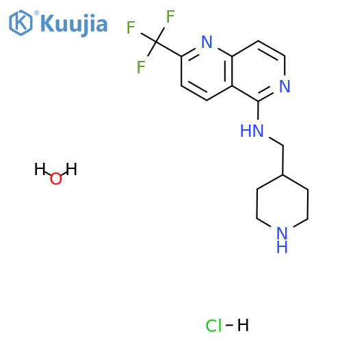 N-(Piperidin-4-ylmethyl)-2-(trifluoromethyl)-1,6-naphthyridin-5-amine hydrochloride hydrate structure