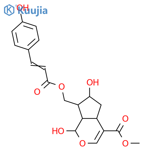 10-Hydroxyloganic acid; Aglycone, 10-O-(4-hydroxy-E-cinnamoyl), Me ester structure