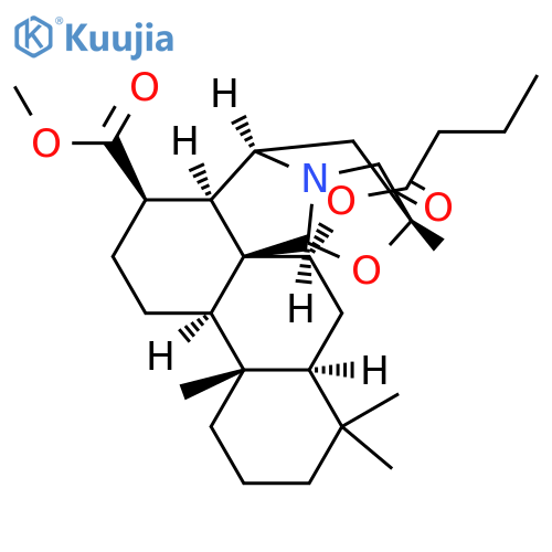 8,11-Methano-12aH-naphth[1,2-h]oxazolo[2,3-a]isoindole-7-carboxylic acid, hexadecahydro-1,1,4a,11-tetramethyl-13-(1-oxobutoxy)-, methyl ester, (4aS,4bR,7R,7aR,8R,11R,12aS,12bS,13R,14aS)- (9CI) structure