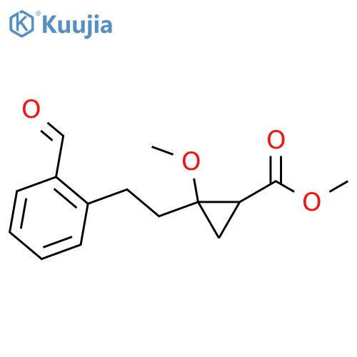 Cyclopropanecarboxylic acid, 2-[2-(2-formylphenyl)ethyl]-2-methoxy-, methyl ester structure
