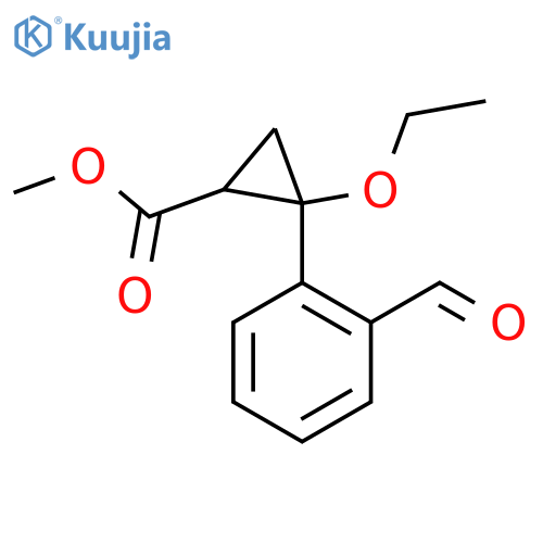 Cyclopropanecarboxylic acid, 2-ethoxy-2-(2-formylphenyl)-, methyl ester, (1R,2S)-rel- structure