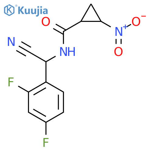 N-cyano(2,4-difluorophenyl)methyl-2-nitrocyclopropane-1-carboxamide structure