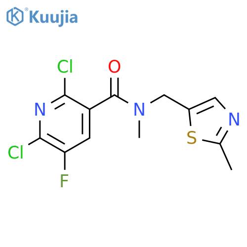 2,6-dichloro-5-fluoro-N-methyl-N-(2-methyl-1,3-thiazol-5-yl)methylpyridine-3-carboxamide structure