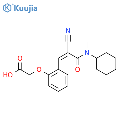 2-[2-[(Z)-2-cyano-3-[cyclohexyl(methyl)amino]-3-oxoprop-1-enyl]phenoxy]acetic acid structure