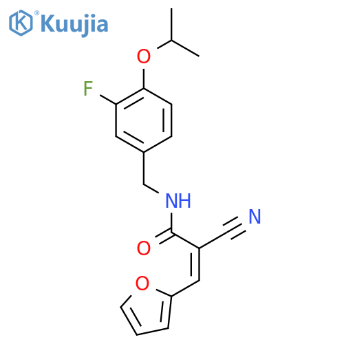 2-cyano-N-{[3-fluoro-4-(propan-2-yloxy)phenyl]methyl}-3-(furan-2-yl)prop-2-enamide structure