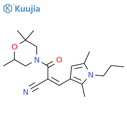 (Z)-3-(2,5-dimethyl-1-propylpyrrol-3-yl)-2-(2,2,6-trimethylmorpholine-4-carbonyl)prop-2-enenitrile structure