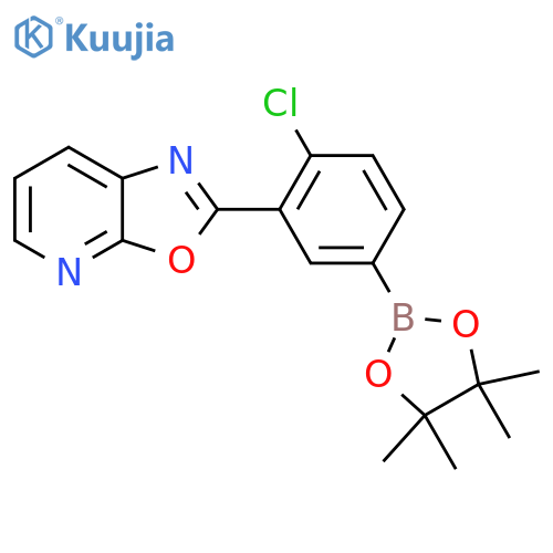 2-[2-Chloro-5-(4,4,5,5-tetramethyl-1,3,2-dioxaborolan-2-yl)phenyl]-[1,3]oxazolo[5,4-b]pyridine structure
